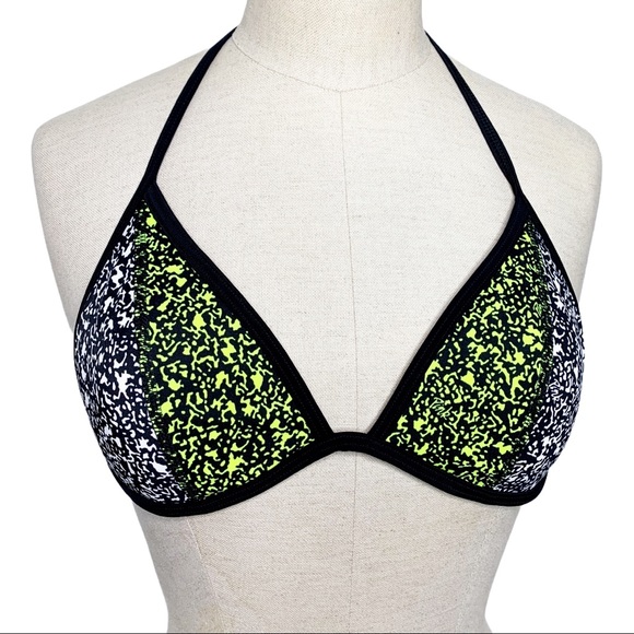 VS PINK Bikini Top Medium Black Green E291